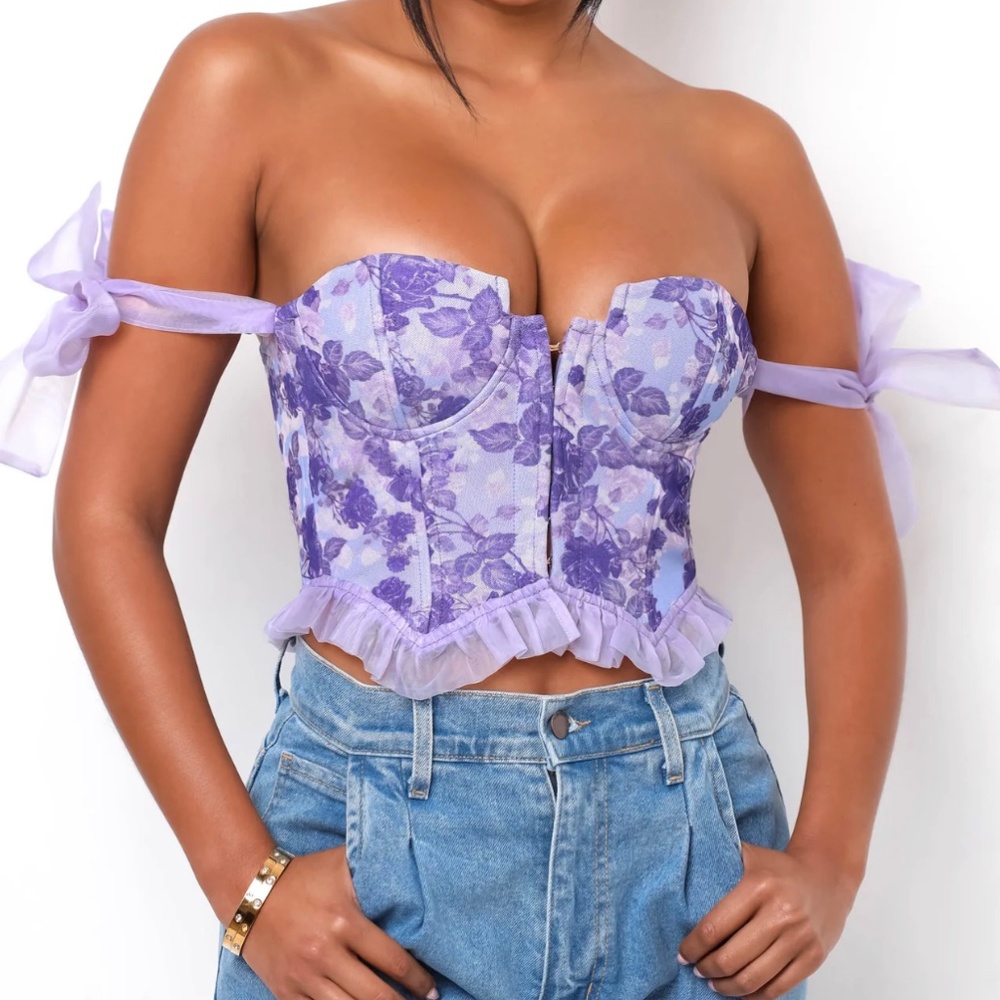 Purple corset with ribbon straps